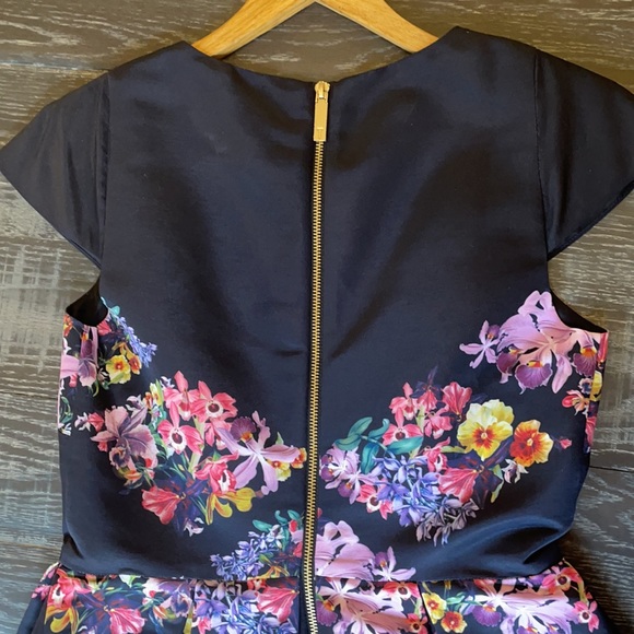 TED BAKER: Floral Decadence Skater Dress , NAVY - Picture 3 of 6